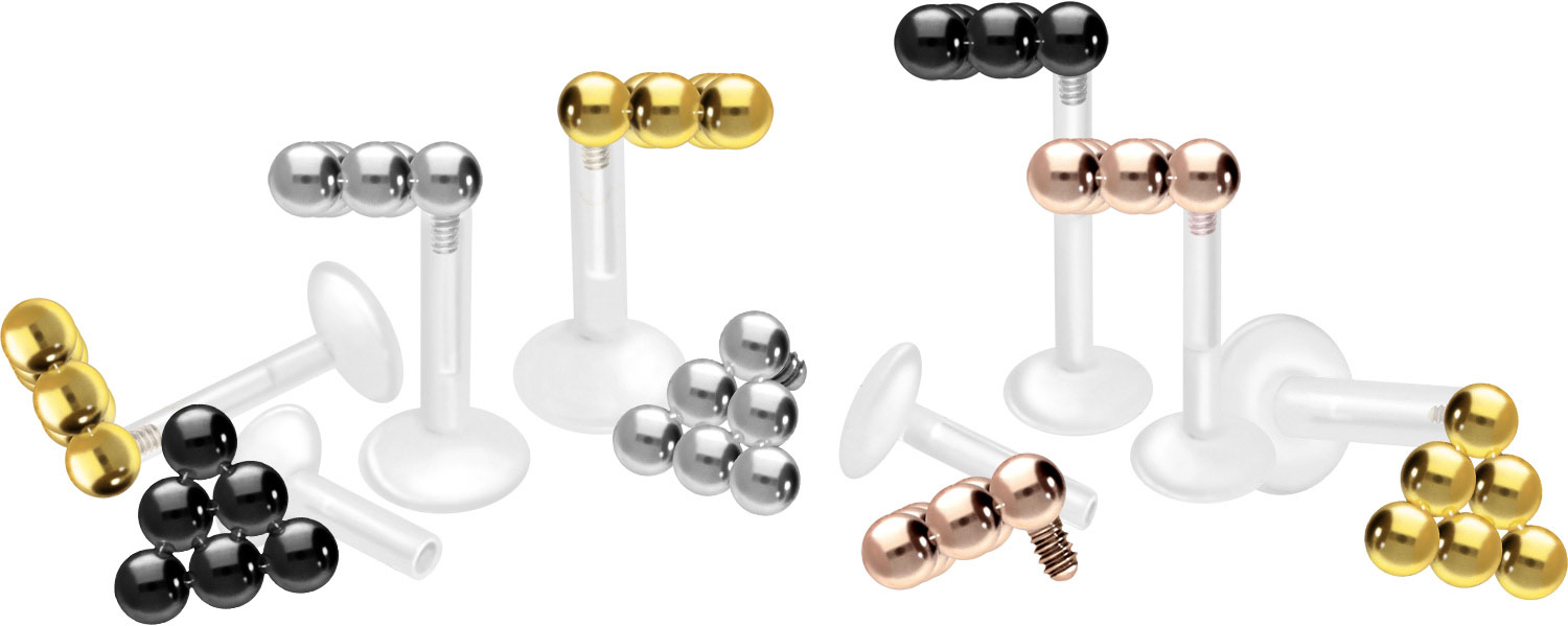 PTFE labret with internal thread titanium attachment SPHERICAL
